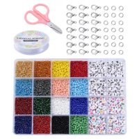 Beads for Jewelry Making Kit,Glass Seed Beads and Alphabet Beads Kit,Beads for Bracelets Making Kit for Girls and