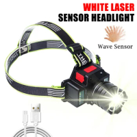 Powerful White Laser Led Headlamp Headlight Zoom Head Lamp Flashlight Torch 18650 battery USB Rechargeable Fishing Lantern
