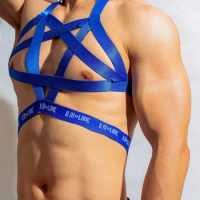 Fashion Men Harness Muscular Male Gay Shoulder Chest Straps Decoration Elastic Harness for Costume Party
