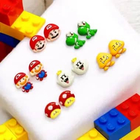 Anting Karakter Clay Mini Paman Arcade Gameboy Legend Stud Earrings Handmade Fashion ER Mini Mario Y