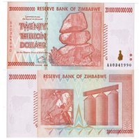 Brand New UNC  Zimbabwe 20 Trillion-yuan paper money  2008 AA Crown  P-89