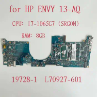 For HP ENVY 13-AQ Laptop Motherboard CPU:I7-1065G7 SRG0N RAM:8G DDR4 L70927-601 L70927-001 19728-1 Mainboard 100% Test OK