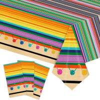 Mexican Fiesta Tablecloth Mexican Striped Serape Blanket Tablecloth Cinco De Mayo Carnival Party Table Covers Festive Mexican