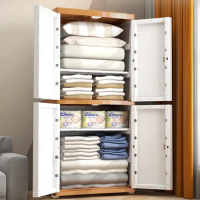 ECHOME Enlarged Double Door Storage Cabinet Thickened Layers Simplistic Baby Wardrobe Plastic Stylish Home Storage Organization