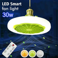 E27 Smart Lighting Fan Wireless Remote Control Invisible Silent Indoor Lighting Fan 30w Compact Fan