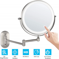 (Penjual jujur) Wall Mounted Lighted Makeup Vanity Mirror 8 inci 3X5X10X pembesar cermin dengan charg3 lampu warna Double cermin bilik mandi