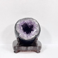 天然巴西 高檔紫水晶洞 深邃紫水晶 圓晶洞(帶鈦晶 水晶洞 聚寶盆 招財納福 風水開運擺件 031602)