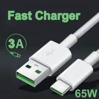65W 3A Super Fast Charging USB Type C Cable For OPPO Samsung Xiaomi Redmi Huawei Android USB-C Quick Charger Cable Accessories