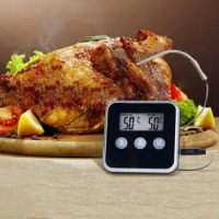 Digital Electronic Thermometer Timer Cooking BBQ Thermometer Kitchen Temperature Tool Food Meat Temperature Meter Gauge Probe