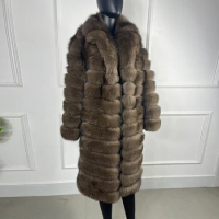 Fur Coat Women Natural Fox Fur Jacket Mid-Length Real Fur Coat Warm Winter Jackets For Women 2023