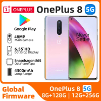 Oneplus 8 Mobile Phone 6.55" 12GB RAM 256GB Dual SIM Card Full Screen Snapdragon 865 Original used phone