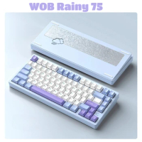 WOB Rainy75 Mechanical Keyboard Wireless Bluetooth Gasket Hot Swap RGB Custom CNC Aluminum Office Gaming Keyboard Gift in Stock