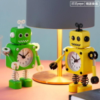 免運 創意機器人鬧鐘 兒童造型鬧鐘 合金質感 USB充電鬧鐘 檯鐘 復古圓鏡面鐘 座鐘 數字鐘 兒童時鐘 特價出 可開發票