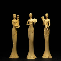 Kotak Kayu 30Cm Klasik Cina Kecantikan Patung Tiga Kecantikan Wanita Ukiran Kayu Dekorasi Rumah