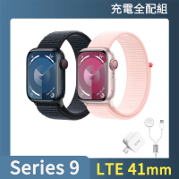 充電全配組【Apple】Apple Watch S9 LTE 41mm(鋁金屬錶殼搭配運動型錶環)