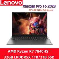Lenovo Laptop Xiaoxin Pro16 2023 AMD R7 7840HS Ryzen 32GB RAM 1T/2TB SSD 16" 2.5K 120Hz Computer Notebook(Face, Backlight) PC