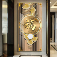 金色福字新中式玄關裝飾畫寓意好壁畫走廊過道輕奢高檔銀杏葉掛畫