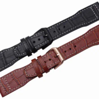 22mm Calfskin Leather Strap for IWC Pilot's Watch Band Brown/Black Cowhide Bracelet Mark Wristband Men Belt IW377709 IW502802