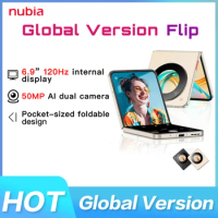 Saudi Arabia ship NO Tax Global Version Nubia Flip 5G 6.9'' Mobile Phone 120Hz foldable display 50MP Main NFC