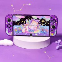Funda OLED Nintendo Switch Cover Case Kawaii Cute Purple Magic Cat Dockable Protective Soft Shell For Switch Joy-Con Controller