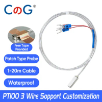 CG Stainless Steel PT100 Pasted Type Surface End RTD Temperature Sensor with 1/2/3/5m Waterproof High Precision 3 Wire Cable