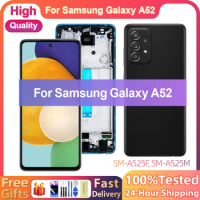AMOLED For Samsung A52 4G LCD Display Touch Screen With frame For Samsung A52 4G A525 A525F A525M Digitizer Parts