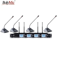 Bolymic Professional 4 channels wireless Microphone uhf Gooseneck Conference Microphone
