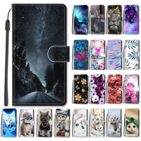 A34 Flower Pattern Flip Case For Samsung Galaxy A34 A 34 5G SM-A346E A346B 6.6" Wallet Leather Phone Cases Stand Book Cover Bags