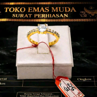 Cincin Permata Emas Muda Motif Berlian Cantik Mewah Elegan dan free surat