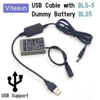 Power Bank 5V USB Cable Adapter + BLS-5 BLS 5 Dummy Battery for Olympus PEN E-PL7 E-PL5 E-PM2 Stylus 1 1s OM-D E-M10 Mark II III