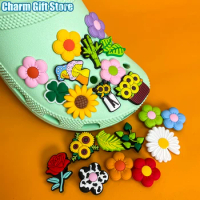 1pcs Plants Clog Charms Sunflower Mushroom Shoe Decoration Accessories Rosa Flower Shoe Charms Bamboo clips Jeans shoe buckle