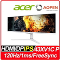 AOPEN 43XV1C P 43.8吋32:9電競螢幕，120Hz刷新率，1ms反應時間，IPS面板