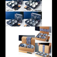SALE Japanese sakura ceramic tableware set bluegift box mangkok keramik