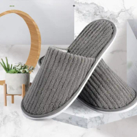 Disposable Slippers Men Women Hotel Travel Slipper Sanitary Party Home Slipper Guest Use Cotton Coral fleece Indoor Slippers