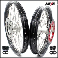 KKE 21/19 Inch MX Casting Wheels Rims Set For Honda CR125R 1996-1997 CR250R 1996 CR500R 1996-2001 Rear 220MM Disc Silver Hub