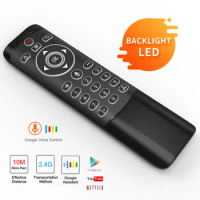 MT1 Backlit Gyro Wireless Fly Air Mouse 2.4G Smart Voice Remote Control for X96 mini H96 MAX X2 CUBE Android TV Box