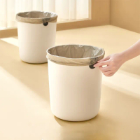 【Dagebeno荷生活】大容量圓桶型大開口垃圾筒 免壓圈收納圓孔設計簡約垃圾桶(小號1入)