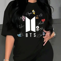 เสื้อยืด 1 ตัว ผ้าฝ้าย 100% เสื้อยืด BTS * BT21, สินค้าลิขสิทธิ์ของ BTS สำหรับแฟนคลับ Army, เสื้อยืด