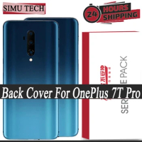 Glass Back Battery Cover for OnePlus 7T Pro, Housing Case with Camera Lens, Repair Parts