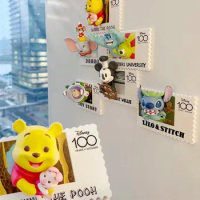 In Stock Miniso Disney Anniversary Retro Stamp Blind Box Mickey Mouse Stitch The Pooh Refrigerator Stickerl Statue Decor Gift