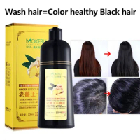 Mokeru 2 pcs/lot Hair Dye Shampoo Black Herbishh Natural Color Shampoo 3 in 1 Ginger Black Hair Dye Shampoo For Hair
