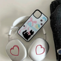 Cute Love Heart Sketch Protective Cover For Airpods Max Earphone Case Transparent Soft Silicon For Apple Airpods Max Headphone