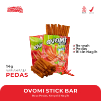 Jajanhits.id HALAL OVOMI Stick Bar Mini Latio Rasa Pedas Kenyal & Nagih Cemilan Pedas Gurih 14g Hala