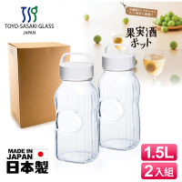 【TOYO-SASAKI GLASS東洋佐佐木】日本製玻璃梅酒瓶2L(2入組)白色  (77861-W)醃漬瓶/保存罐/釀酒瓶/果實瓶