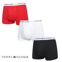 Tommy Hilfiger Cotton Stretch 男內褲 短版棉質高彈性合身平口褲/Tommy四角褲-白、紅、黑 三入組