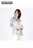 Okechuku Kemeja Satin VICTORIA Kemeja Wanita Gaya Korea - Silver