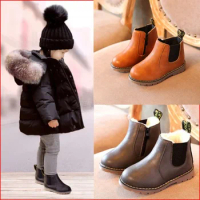 Children Kids Fashion Boots Spring Teen Girls Chelsea Boot With Zip Big Boys Snow Boots PU Leather Sneakers botas