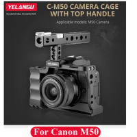 YELANGU for Canon M50 Camera Cage Rig Kit C14 with Cold Shoe 1/4 3/8 Screw Thread Hole 38mm Quick Release Plate Arri Locating