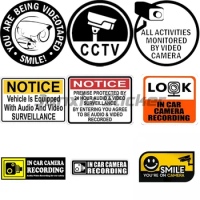 Security Camera Recording In Progress Warning Vinyl Decal Stickers Car Window CCTV In Operation Recording Hidden Cam