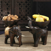 泰國客廳餐廳實木雕刻大象干果水果盤器皿東南亞家居裝飾工藝擺件